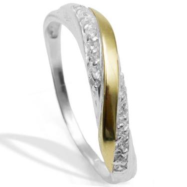 Imagem de Meia Aliança Com Aplique em Ouro Prata 925 e Zircônias - Clara Center 