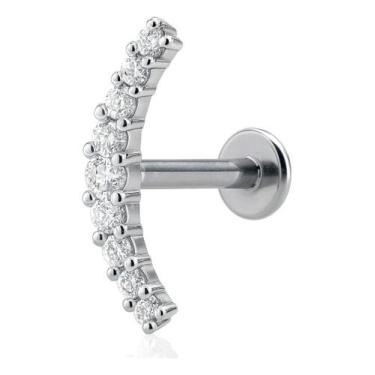 Imagem de Piercing Labret Prata 925 Meia Lua Cravejado Com Pedras - Princesa das