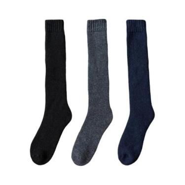 Imagem de Meias Masculinas De Inverno, Grossas E Quentes, De Lã Merino, Até O Jo