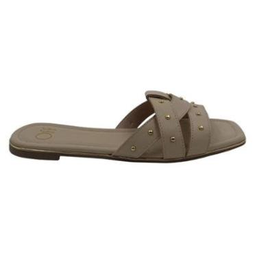 Imagem de Tamanco Rasteira Offline com Spikes Bege 24106 - Areia 38-Feminino