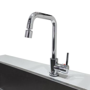 Imagem de Torneira Para Cozinha Gourmet Bancada Pia Modelo Aço Inox Cromado com 