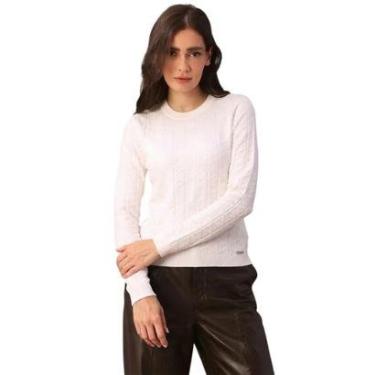 Imagem de Blusa Tricot Calvin Klein Com Logo Off White Feminino-Feminino