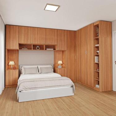 Imagem de Guarda-roupa Modulado de Canto 11 Portas 7 Peças Hera Cabecasa Madeira