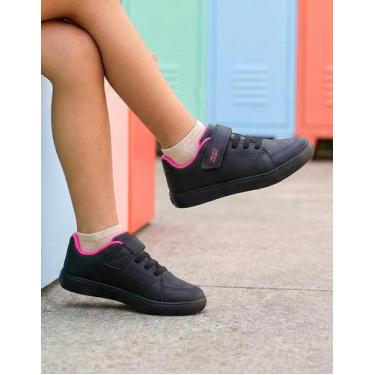 Imagem de Tênis Escolar Infantil Klin College Meninas 323030000, Preto, Pink, 30