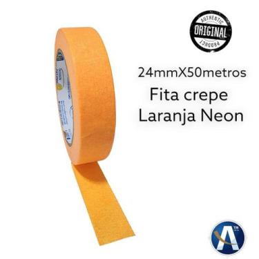 Imagem de Fita Crepe Laranja Neon 24mm x 50m para Eventos e Uso Doméstico - Nast