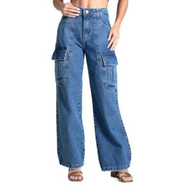 Imagem de Calça Jeans Sawary Wide Leg - 282010 - Azul 38, Azul, 38