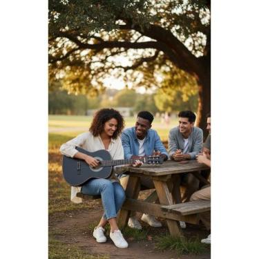 Imagem de 2x Violão Clássico 6 Cordas Aço Preto Som Acústico - Congratulations S