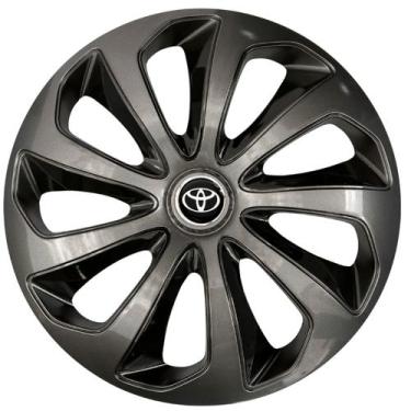 Imagem de Calota esportiva velox 15 graphite black + emblema alumínio toyota pre