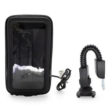 Imagem de Suporte de celular para moto à prova d'água com carregador usb 2a - to