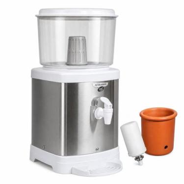Imagem de Bebedouro de Água com Filtro em Inox com Base De Barro e Suporte Branc