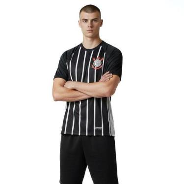 Imagem de Camiseta Corinthians Coimbra Fitness MC Raglan Masculina, Preto, M