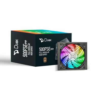 Imagem de Fonte atx 500w 80 plus bronze duex dx 500fse++ rgb series preta full m