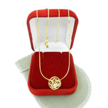 Imagem de Corrente Feminina 40/45cm 1mm Bola Folheada Ouro 18k GG111 - WNBIJOUTE