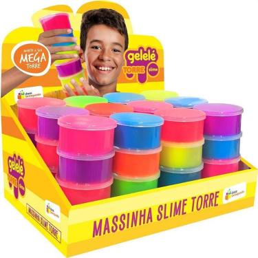 Imagem de Slime Gelele Torre Tradicional 196g Display com 12 Torres 3 Potes Encaixáveis 6 Cores Doce Brinquedo