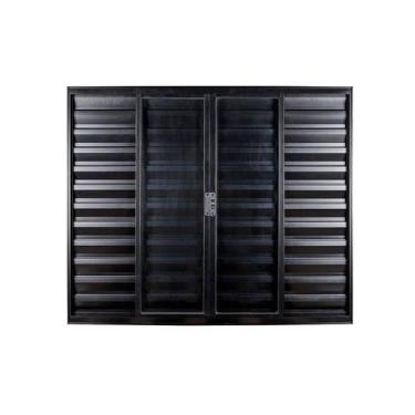 Imagem de Janela Veneziana 6 Folhas Central sem Grade Vidro Liso 100x100cm Ecosu