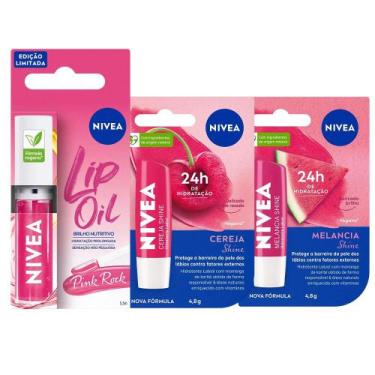 Imagem de Kit Nivea Hidratante Labial Nivea Lip Oil Pink 5,5ml + Hidratante Labi