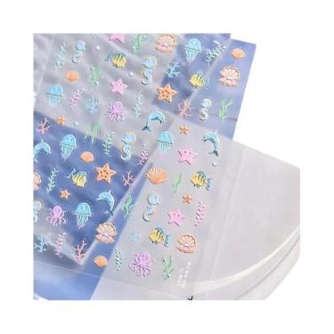Imagem de Adesivos De Unha 3D De Estrela-do-mar Fofos, Decorações Adesivas De Bo