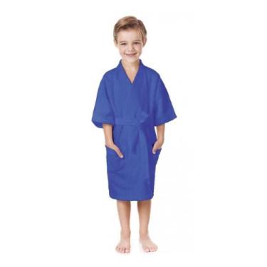 Imagem de Roupão Felpudo Infantil Confetti Azul Tamanho Gg (10 a 12 Anos) Lepper