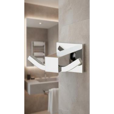 Imagem de Cabide Duplo de Parede Cromado Inox Quadrado - Congratulations Store