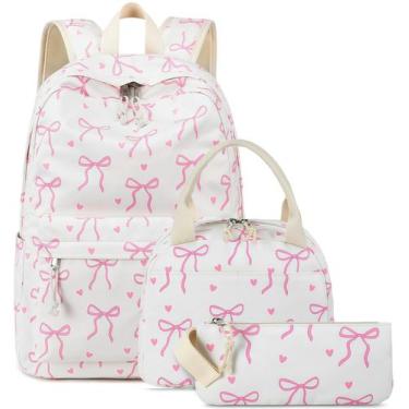 Imagem de Conjunto Mochila LOIDOU 40cm Laço Rosa 3 em 1