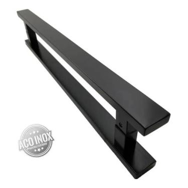 Imagem de Puxador Inox Porta Pivotante Madeira E Vidro Preto 40cm - Congratulati