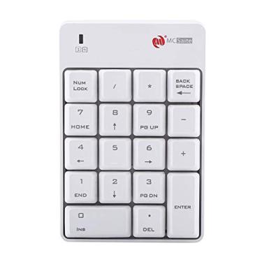Imagem de Hakeeta Bloco numérico sem fio, teclado numérico de contabilidade financeira portátil Mini USB 2,4 GHz, teclado de atalho com número externo, entrada de dados, melhor para usuários de notebook, teclado de atalho (branco)
