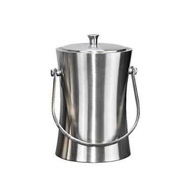 Imagem de Balde de gelo, balde de gelo de aço inoxidável de parede dupla com pinças e tampa espessa, cesto de refrigeração portátil para festas, churrasco, 1L