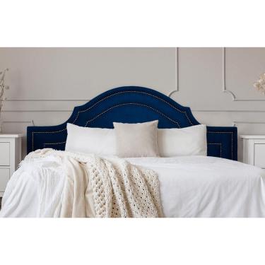 Imagem de Cabeceira Casal Provençal Dupla 140x60 Suede Azul - T. Fumê