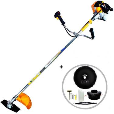 Imagem de KIT Roçadeira Profissional Vulcan VR430S á Gasolina 2T 43cc 1,7hp com Lâmina Facão + Faca Circular 80 Dentes Furo 25mm Tamanho 255mm Espessura 1,5mm