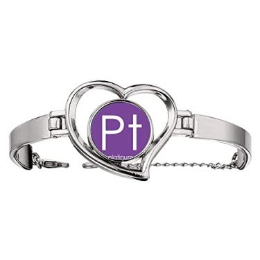 Imagem de N/A N/A Bracelete Chestry Elements Period Table Transition Metals Platinum Pt Heart Jewelry Wire Bangle, medium, metal