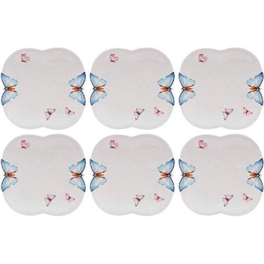 Imagem de Jogo Pratos Rasos em Porcelana Borboletas 6 peças
