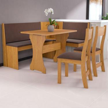 Imagem de Canto Alemão Romeo 6 Lugares Marrom/Fume - Viero Móveis