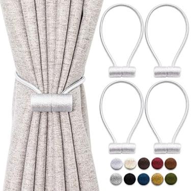 Imagem de Gravata de cortina de fivela de cortina magnética 2 pacote 16quot; Suporte de cortina decorativo para cortina, prata, 2 peças