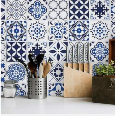 Imagem de Papel De Parede Azulejo Português 3Metros X 45cm Sala Cozinha Banheiro