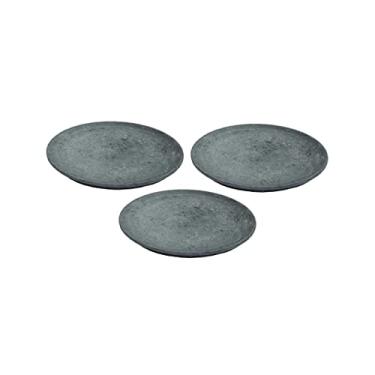 Imagem de Kit 3 Pratos Raso Redondo Pedra Sabão Sobremesa e Bolos 18cm