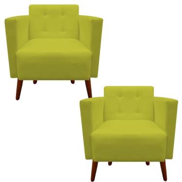Imagem de Kit 02 Poltronas Decorativa Isa Suede Amarelo