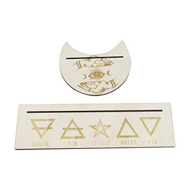 Imagem de Tingpai 2 peças suporte pa cartão de tarô de madei retangular em forma de lua suporte pa cartão de madei pa fer mentas de adivinhação deco ção de altar