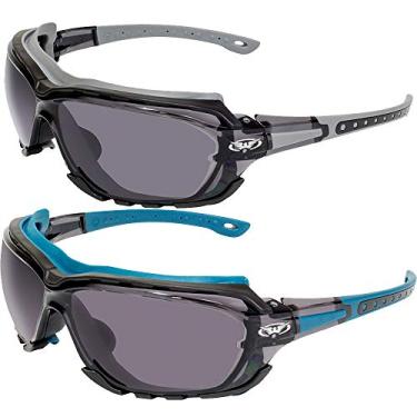 Imagem de Global Vision 2 pares de óculos de motociclismo Octane juntas cinza e azul com lentes fumê