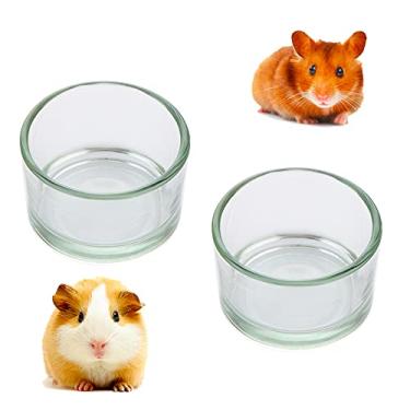 Imagem de DQITJ 2 Tigelas Transparentes de Comida e Água para Hamster, Prato Antivírus de Vidro, Não Tóxico e Durável