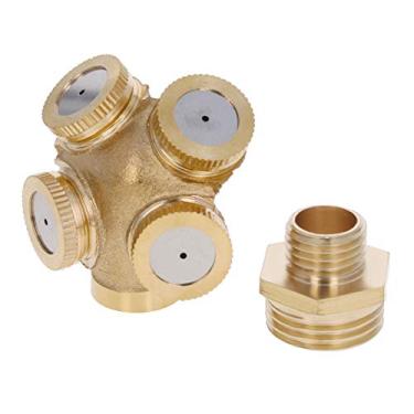 Imagem de MroMax 1/2BSPF 2 furos latão névoa Spray bocal jardim irrigação ajuste 1 peça, Brass Tone, 1PCS 4孔