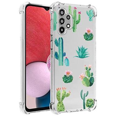Imagem de Yodueiv Phone Case for Galaxy A13 4G/A13 LTE 4G (Not for A13 5G) SM-A135F Case for Girls Women, Soft Clear TPU Protective Transparent Case Cover for Samsung Galaxy A13 4G 2022 (Cactus)