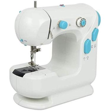 Imagem de Mini máquina de costura elétrica portátil para alfaiate com pedal para artesanato de velocidade dupla faça você mesmo assistente multifuncional para iniciantes (com luz) atualizado