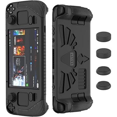 Imagem de Capa protetora TwiHill para Steam Deck, capa macia com 4 * Thumb Grips, kit de proteção total para antiderrapante para Valve Stream Deck (preto)