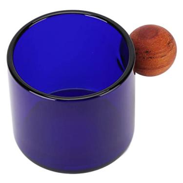 Imagem de Xícara de café de vidro, xícara de café de vidro transparente suave e redonda Resistência ao calor para festa para escritório para bar (azul)