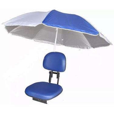 Imagem de Cadeira Barco Com Suporte Guarda Sol Giratória Dobrável Azul - Artmeta