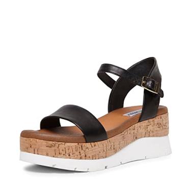 Imagem de Steve Madden Sandália feminina Kimmie Wedge, Couro preto, 8