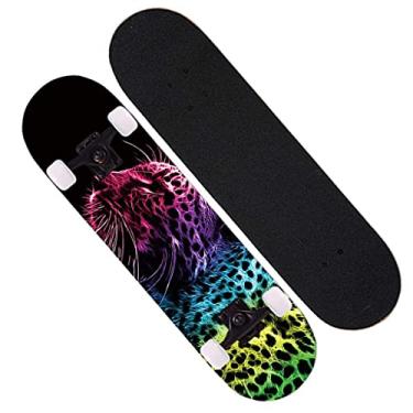 Imagem de Cruiser Skateboards for Adults Kids, High-elastic PU Color Skateboard Wheels, Long Boards Skateboard Deck，Extreme Sports and Outdoor Complete Skateboard (Color : B) LATT LIV