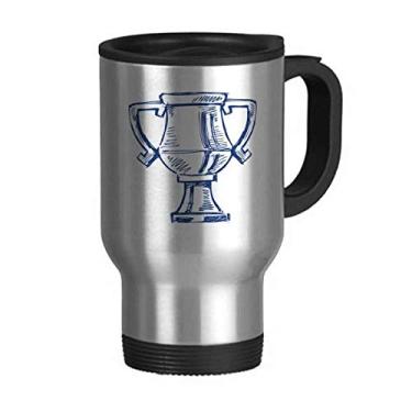 Imagem de Caneca de viagem azul troféu campeonato de futebol com tampa flip em aço inoxidável copo de carro copo térmico