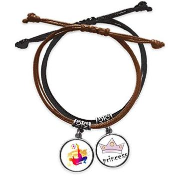 Imagem de DIYthinker Pulseira Cheered Football Player Bicycle Kick com corrente de mão e pulseira de princesa de couro