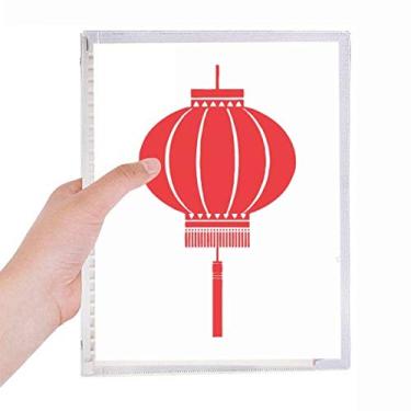 Imagem de Caderno com estampa de lanterna chinesa tradicional vermelha com folhas soltas diário recarregável